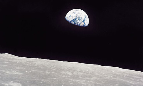 Earthrise — Earth rising over the lunar surface